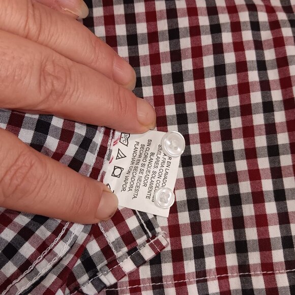 Mens Bowery & Brooke size small plaid button up shirt White Red Grey Black D18 - Picture 5 of 7